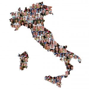 map of Italy made up of many people